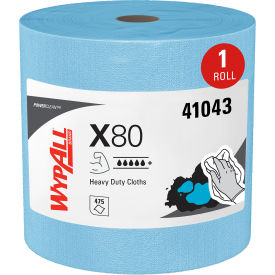 WypAll® Power Clean X80 Heavy Duty Cloths Jumbo Roll 12.4 x 12.2 Blue 455/Roll