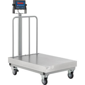 Global Industrial 412666 Global Industrial™ NTEP Mobile Bench Scale w/ Backrail, LED Display, 1,000 lb x 0.2 lb image.