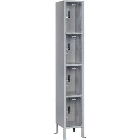 Global Industrial 4-Tier 4 Door Clear View Locker Digital Lock 12"Wx12"Dx78"H Gray Unassembled 