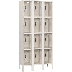 Global Industrial 4-Tier 12 Door Clear View Locker Digital Lock 36"Wx12"Dx78"H Tan Assembled 