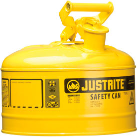 JUSTRITE SAFETY GROUP 7125200 Safety Can Type I-2-1/2 Gallon Galvanized Steel, Yellow, 7125200 image.
