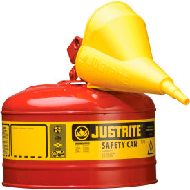 Justrite Safety Group 7125110 Justrite® Safety Can Type I-2-1/2 Gallon Galvanized Steel with Funnel, Red, 7125110 image.