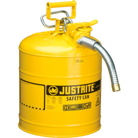 JUSTRITE SAFETY GROUP 7250230 Justrite® Safety Can Type II Accuflow™ 5 Gallon Galvanized Steel W/ 1" Hose, 7250230 image.