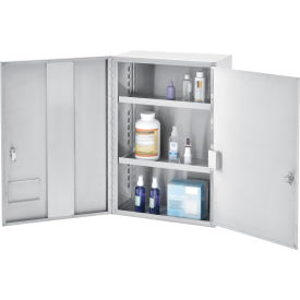 Global Industrial 436951SS Global Industrial™ Stainless Steel Narcotics Cabinet W/Double Door/Double Lock, 16"Wx8"Dx24"H image.