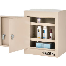 Global Industrial 436952 Global Industrial™ Small Narcotics Cabinet, Double Door/Double Lock, 12"W x 8"D x 15"H, Beige image.