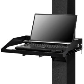 Global Industrial 436952BK Global Industrial™ Locking Laptop Tray, Fits Up to 17" Laptops, Black image.