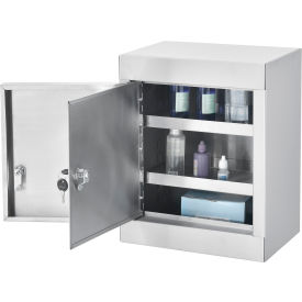 Global Industrial 436952SS Global Industrial™ Stainless Steel Narcotics Cabinet W/Double Door/Double Lock, 12"Wx8"Dx15"H image.
