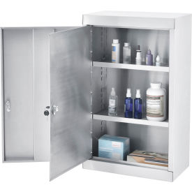 Global Industrial 436953SS Global Industrial™ Stainless Steel Narcotics Cabinet W/Double Door/Double Lock, 18"Wx10"Dx30"H image.