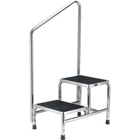 Global Industrial 436961HR Global Industrial™ Chrome Two-Step Foot Stool With Handrail image.