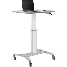 Global Industrial 436968 Global Industrial™ Sit-Stand Mobile Desk With Tablet Slot, Gray/Silver image.