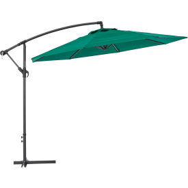 Global Industrial 436972GN Global Industrial™ Cantilever Umbrella w/ Crank, Tilt & Cross Brace, Olefin Fabric, 10W, Green image.