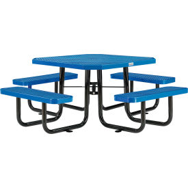 Global Industrial 436982BL Global Industrial™ 46" Octagonal Picnic Table, Expanded Metal, Blue image.