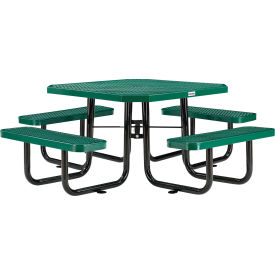 Global Industrial 436982GN Global Industrial™ 46" Octagonal Picnic Table, Expanded Metal, Green image.