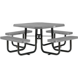 Global Industrial 436982GY Global Industrial™ 46" Octagonal Picnic Table, Expanded Metal, Gray image.