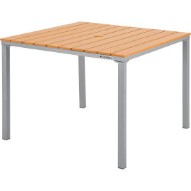 Global Industrial 436983TN Global Industrial™ 40" Square Resin Outdoor Dining Table, Tan image.