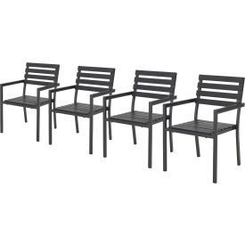 Global Industrial 436985BK Global Industrial™ Stackable Outdoor Dining Arm Chair, Black, 4 Pack image.
