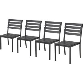 Global Industrial 436986BK Global Industrial™ Stackable Outdoor Dining Armless Chair, Black, 4 Pack image.