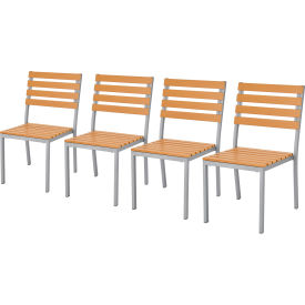 Global Industrial 436986TN Global Industrial™ Stackable Outdoor Dining Armless Chair, Tan, 4 Pack image.