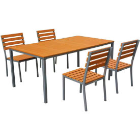 Global Industrial 436991TN Global Industrial™ 70" Rectangular Resin Outdoor Dining Table & Chair Set, 4 Chairs image.