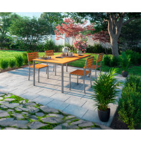 Global Industrial Resin Outdoor Dining Table & Chair Set 70" Rectangular 4 Armchairs Black 
