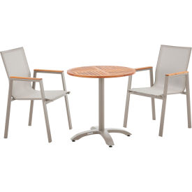 Global Industrial 244310 Global Industrial™ Outdoor Dining Set, 27-1/2" Round Teakwood Table & 4 Sling Armchairs image.