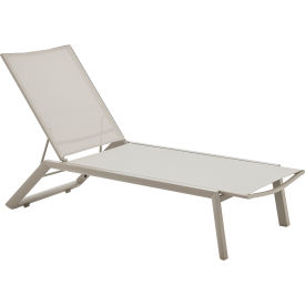 Global Industrial 437002TN Global Industrial™ Outdoor Sling Chaise Lounge Chair, Khaki Sling, Tan Frame image.