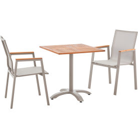 Global Industrial 244309 Global Industrial™ Outdoor Dining Set, 27-1/2" Square Teakwood Table & 4 Sling Armchairs image.