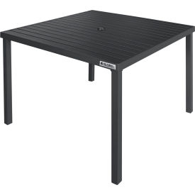 Global Industrial 437005BK Global Industrial™ 40" Square Aluminum Slatted Dining Table, Black image.
