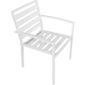 Global Industrial 437006WH Global Industrial™ Aluminum Slatted Dining Armchair, White, 4 Pack image.