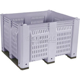 Decade Products Llc M023000-104 Decade M40PGY3 Pallet Container Vented Wall 48x40x31 Short Side Runners Gray 1500 Lb Capacity image.