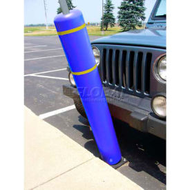52""H FlexBollard™ with 8H Sign Post - Concrete Installation - Blue Cover/Yellow Tapes