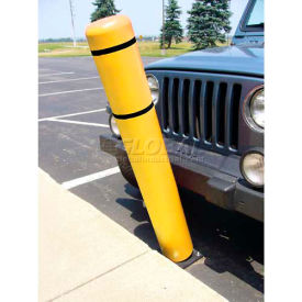 52""H FlexBollard™ with 8H Sign Post - Natural Ground Installation - Yellow Cover/Black Tapes