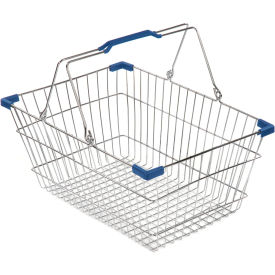 Versacart Systems, Inc. 203-30L-WHB-DBL-20 VersaCart ® Wire Shopping Basket 30 Liter With Blue Plastic Grips image.