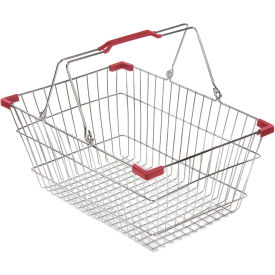 Versacart Systems, Inc. 203-30L-WHB-RED-20 VersaCart ® Wire Shopping Basket 30 Liter With Red Plastic Grips image.