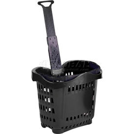 Versacart Systems, Inc. 201-43L-BLK VersaCart ® Plastic Rolling Shopping Basket 43 Liter Black image.