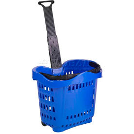 Versacart Systems, Inc. 201-43L-DBL VersaCart ® Plastic Rolling Shopping Basket 43 Liter Blue image.