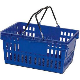 Versacart Systems, Inc. 206-26L-WH-DBL-12 VersaCart ® Blue Plastic Shopping Basket 26 Liter With Black Plastic Grips Wire Handle image.