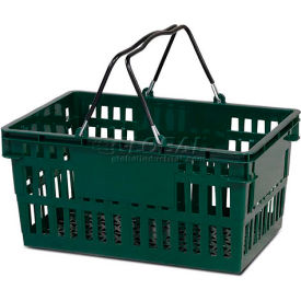 Versacart Systems, Inc. 206-26L-WH-DGN-12 VersaCart ® Green Plastic Shopping Basket 26 Liter With Black Plastic Grips Wire Handle image.