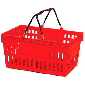 Versacart Systems, Inc. 206-26L-WH-RED-12 VersaCart ® Red Plastic Shopping Basket 26 Liter With Black Plastic Grips Wire Handle image.