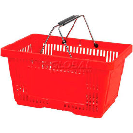 Versacart Systems, Inc. 206-28L-WH-RED-12 VersaCart ® Red Plastic Shopping Basket 28 Liter With Black Plastic Grips Wire Handle image.