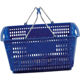 Versacart Systems, Inc. 203-30L-DBL-20 VersaCart ® Blue Plastic Shopping Basket 30 Liter With Black Plastic Grips Wire Handle image.