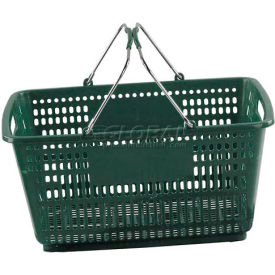 Versacart Systems, Inc. 203-30L-DGN-20 VersaCart ® Green Plastic Shopping Basket 30 Liter With Black Plastic Grips Wire Handle image.