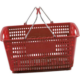 Versacart Systems, Inc. 203-30L-RED-20 VersaCart ® Red Plastic Shopping Basket 30 Liter With Black Plastic Grips Wire Handle image.