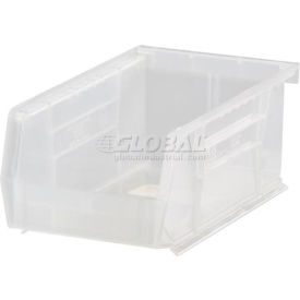 Global Industrial 443328CL Plastic Stack & Hang Bin, 6"W x 9-1/4"D x 5"H, Clear image.