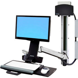 Ergotron 45-273-026 Ergotron® StyleView® Sit-Stand Combo System with Small CPU Holder, Polished Aluminum image.