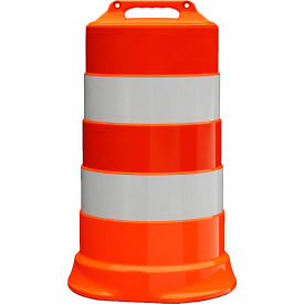 Plasticade Commander Traffic Drum Orange Engineer Grade Sheeting 4 6'' Reflective Stripes HDPE