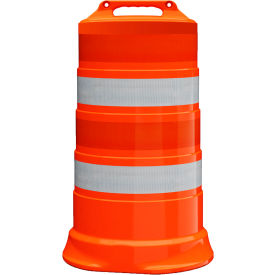 Plasticade Commander Traffic Drum Orange Diamond Grade Sheeting 4 4'' Reflective Stripes HDPE