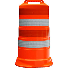 Plasticade Commander Traffic Drum Orange High Intensity Sheeting 4 4'' Reflective Stripes LDPE
