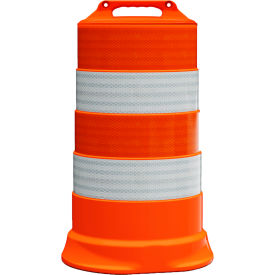 Plasticade Commander Traffic Drum Orange High Intensity Sheeting 4 6'' Reflective Stripes LDPE