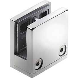 Lavi Industries Glass Clip for 1/2"" Glass Flat Back Polished Stainless Steel
